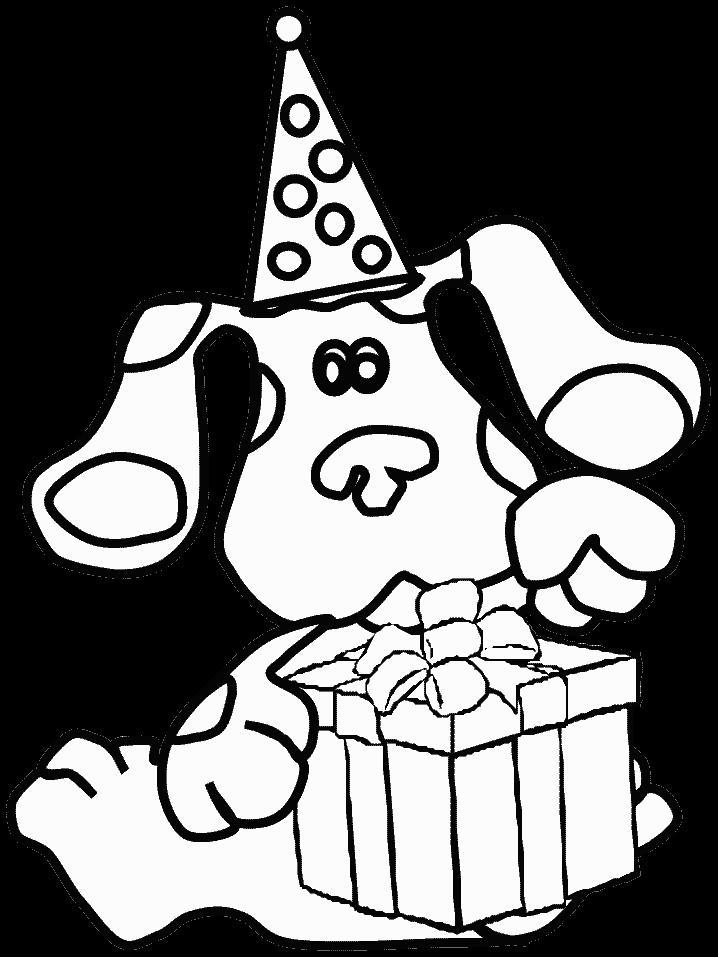 Free Happy Birthday Blues Clues Coloring Pages with Black Background printable