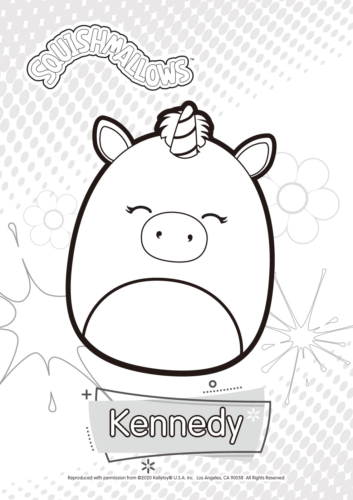 Free KENNEDY CS from Squishmallows Coloring Pages printable