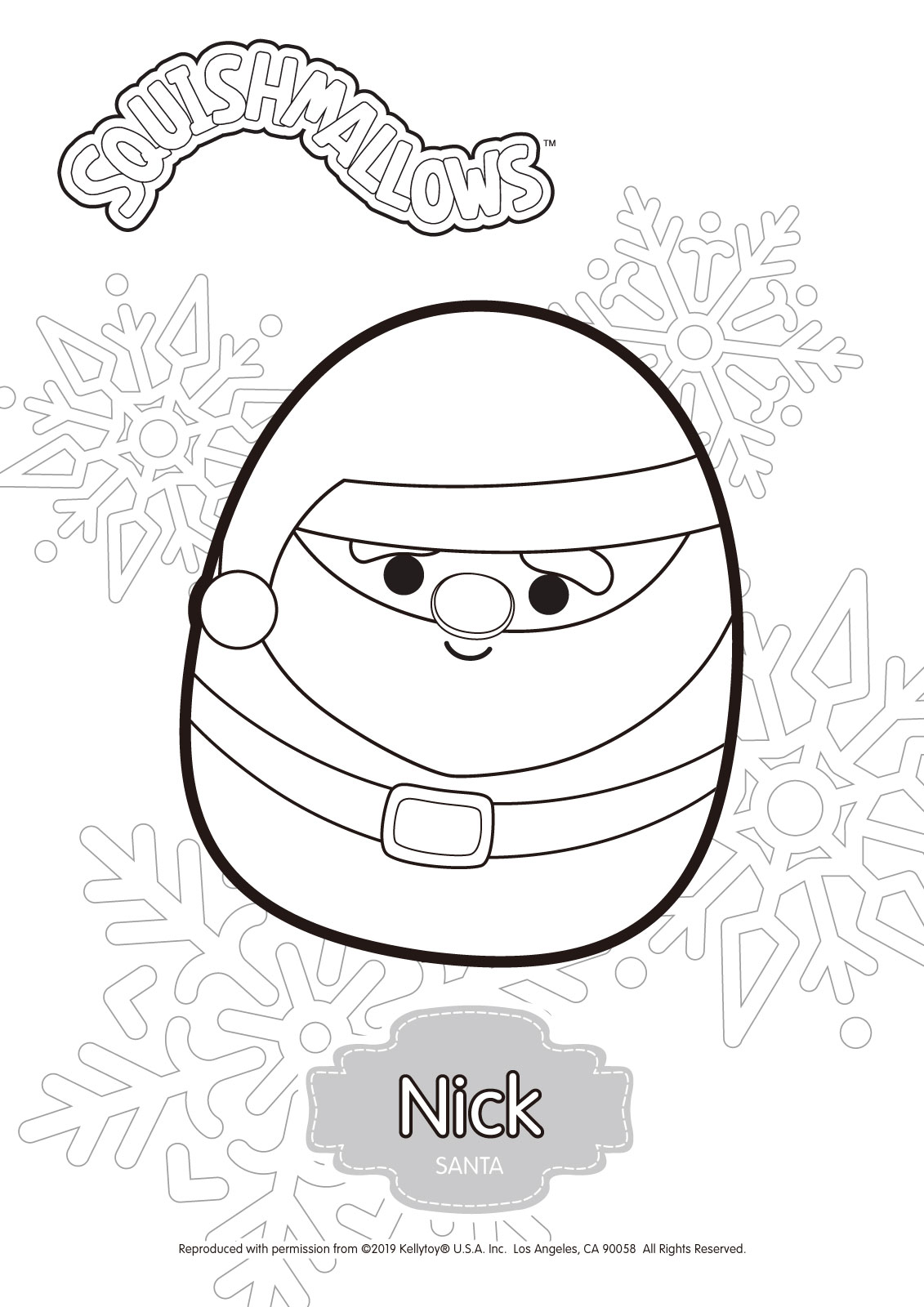 Free Squishmallows Nick Coloring Pages printable