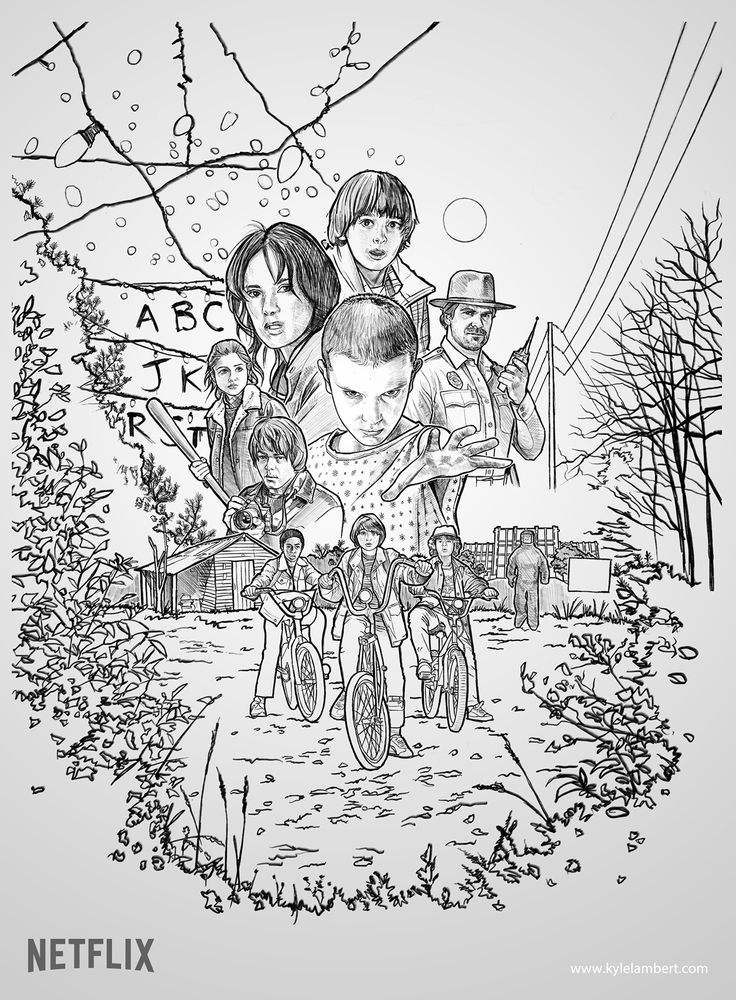 Free Stranger Things Characters Coloring Pages printable
