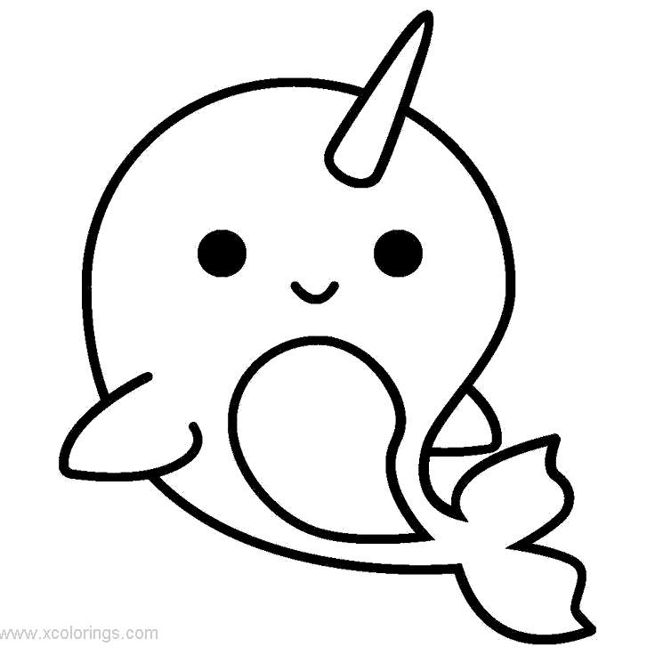 Free Baby Narwhal Coloring Pages printable
