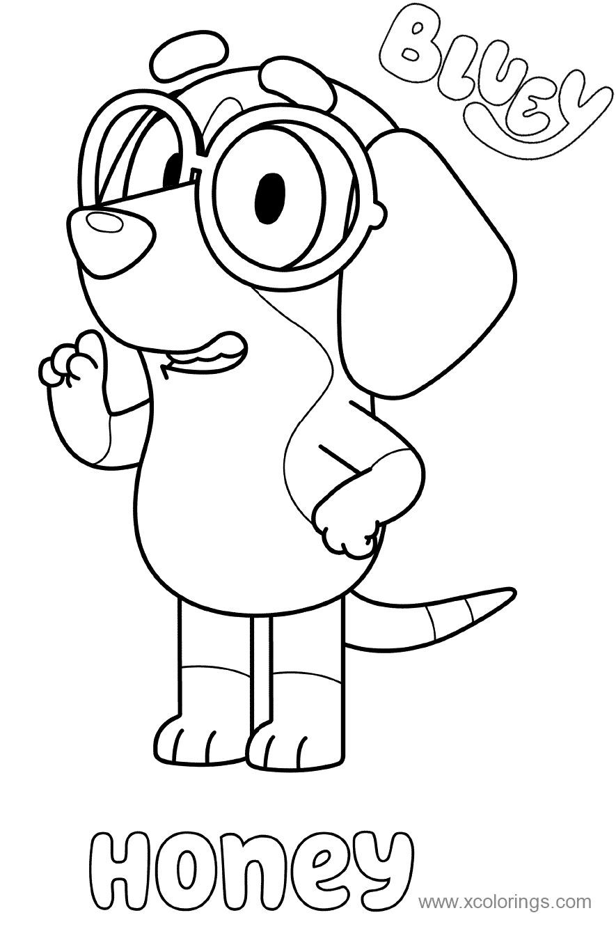 Free Beagle Honey Dog from Bluey Coloring Pages printable