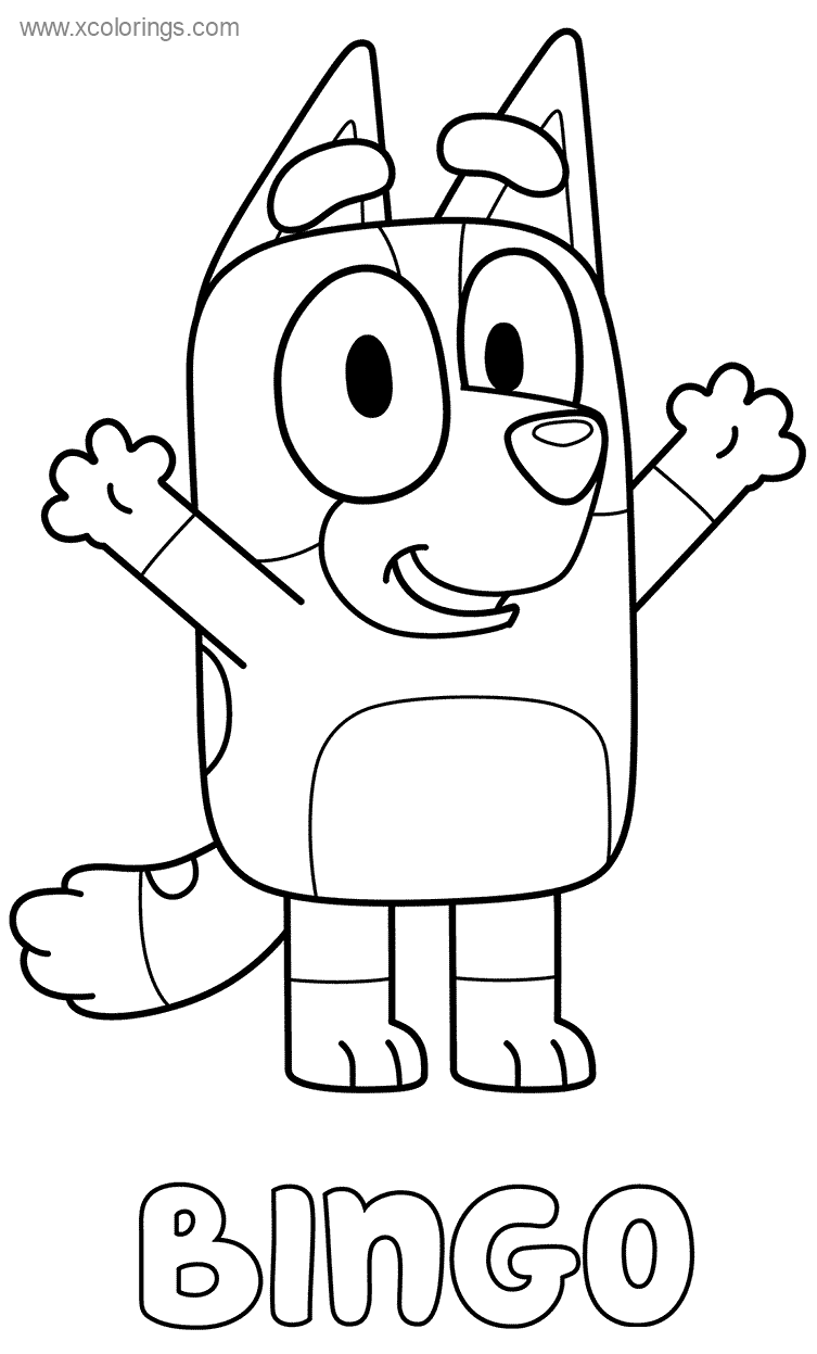 Bluey Character Bingo Coloring Pages - XColorings.com