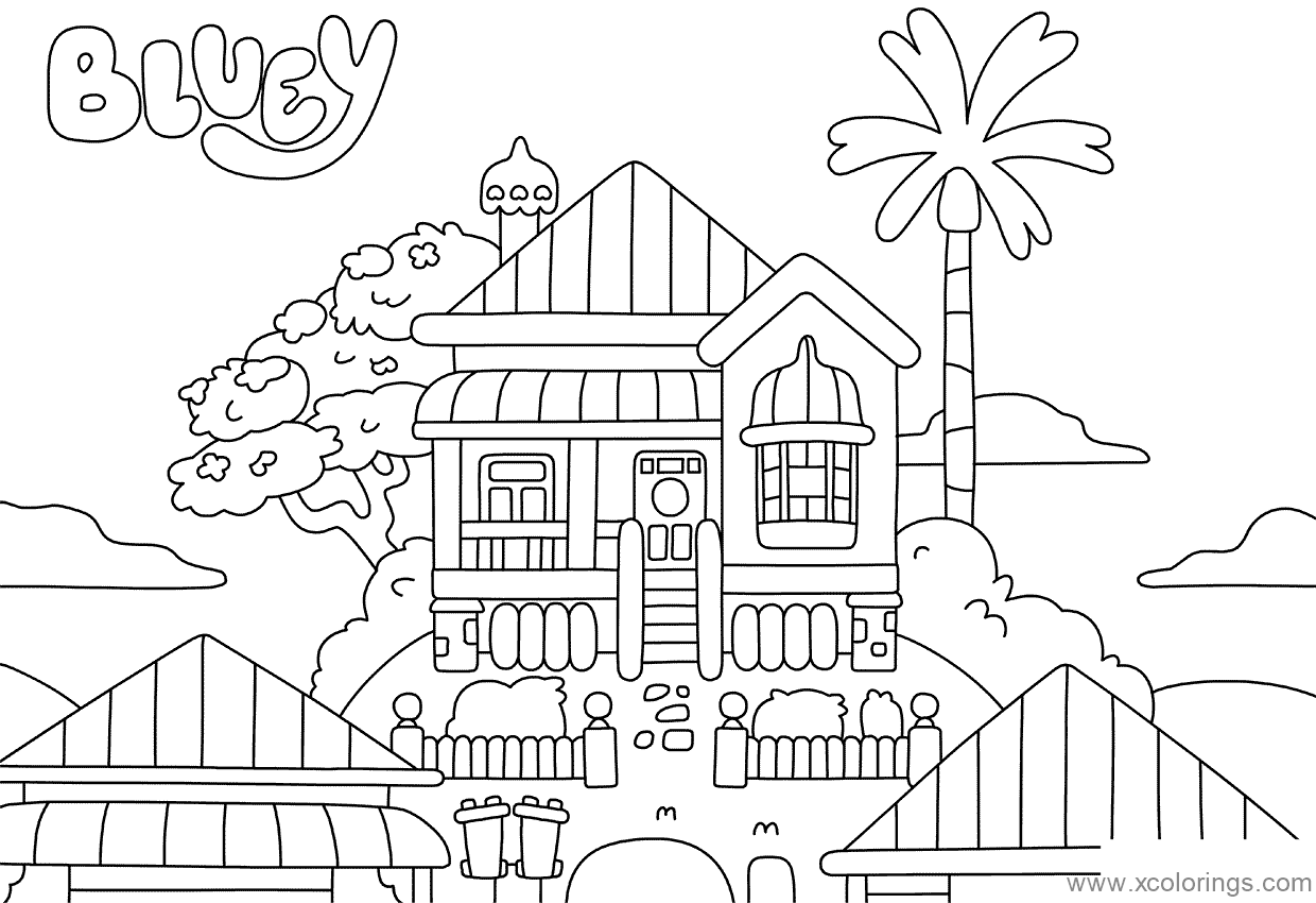 Free Bluey's House Coloring Pages printable