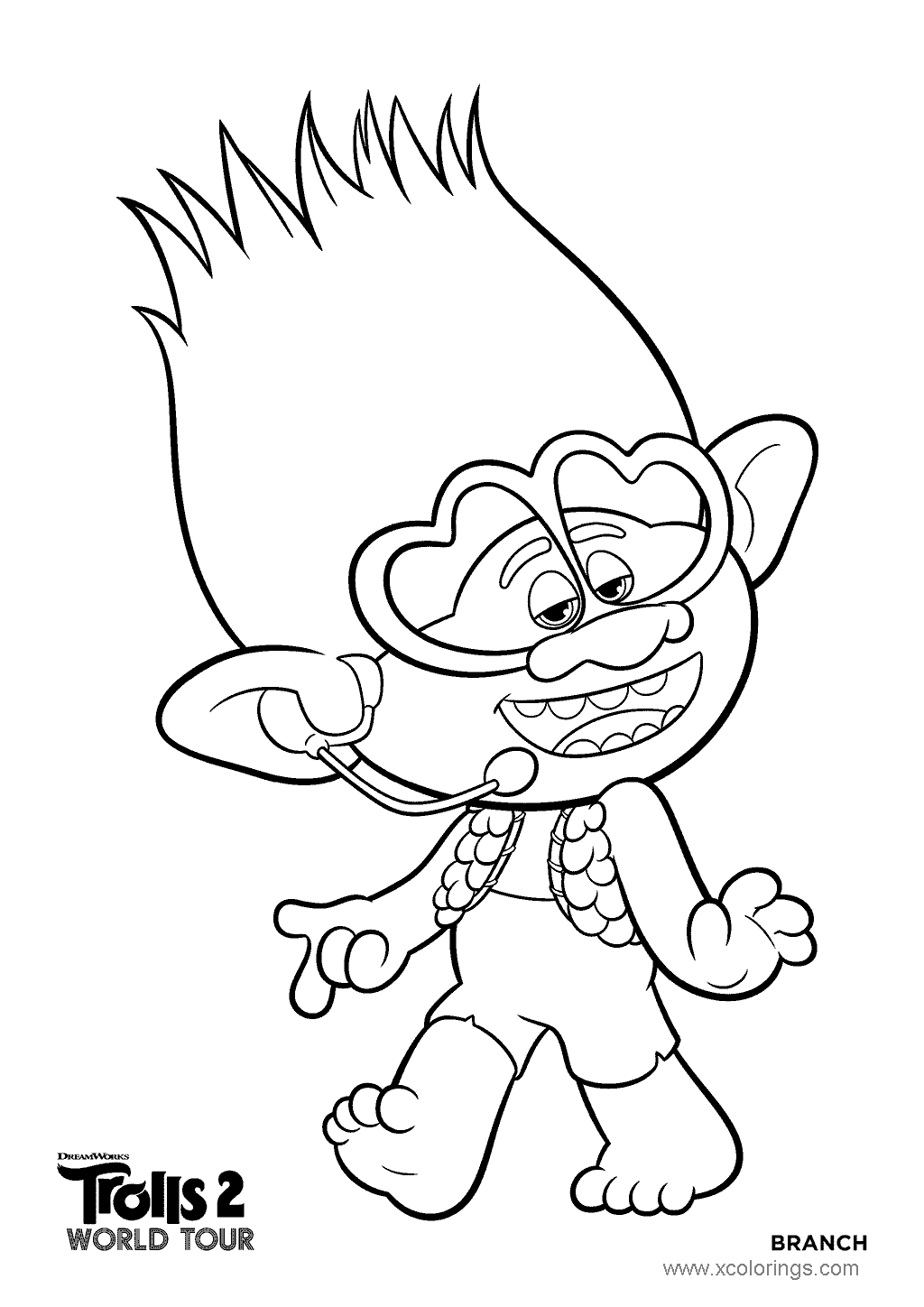 Free Branch from Trolls World Tour Coloring Pages printable