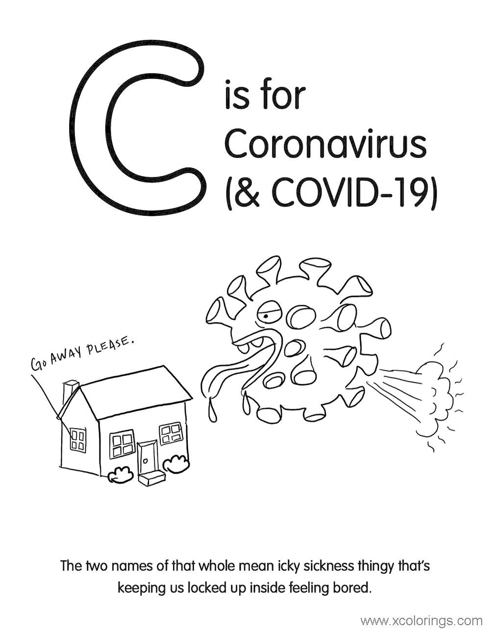 Free C is for Coronavirus Covid-19 Coloring Pages printable