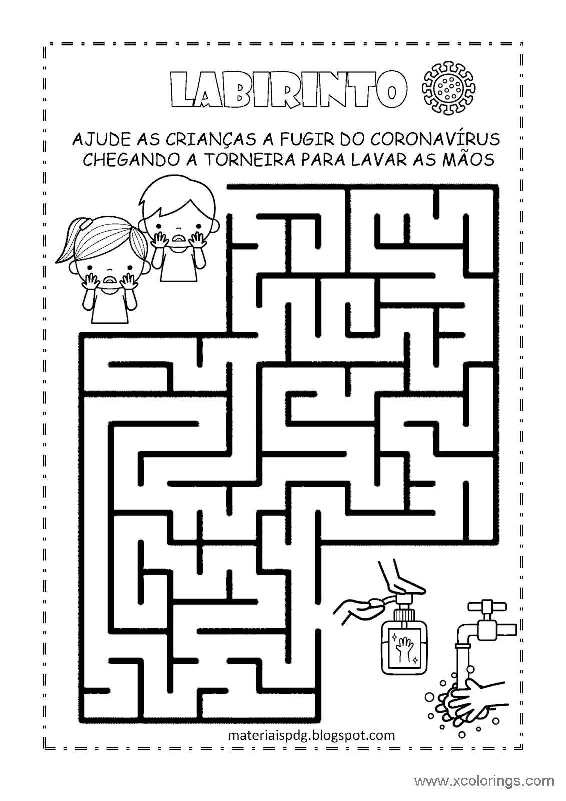 Free Covid-19 Maze Coloring Pages printable
