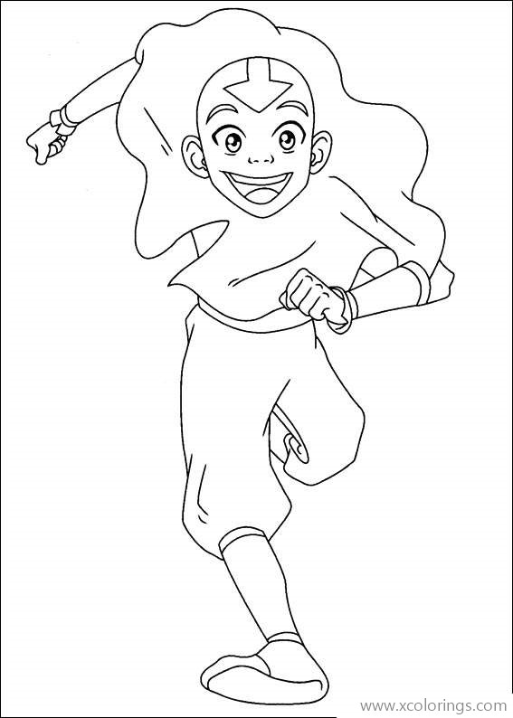 Free Happy Aang from Avatar The Last Airbender Coloring Pages printable