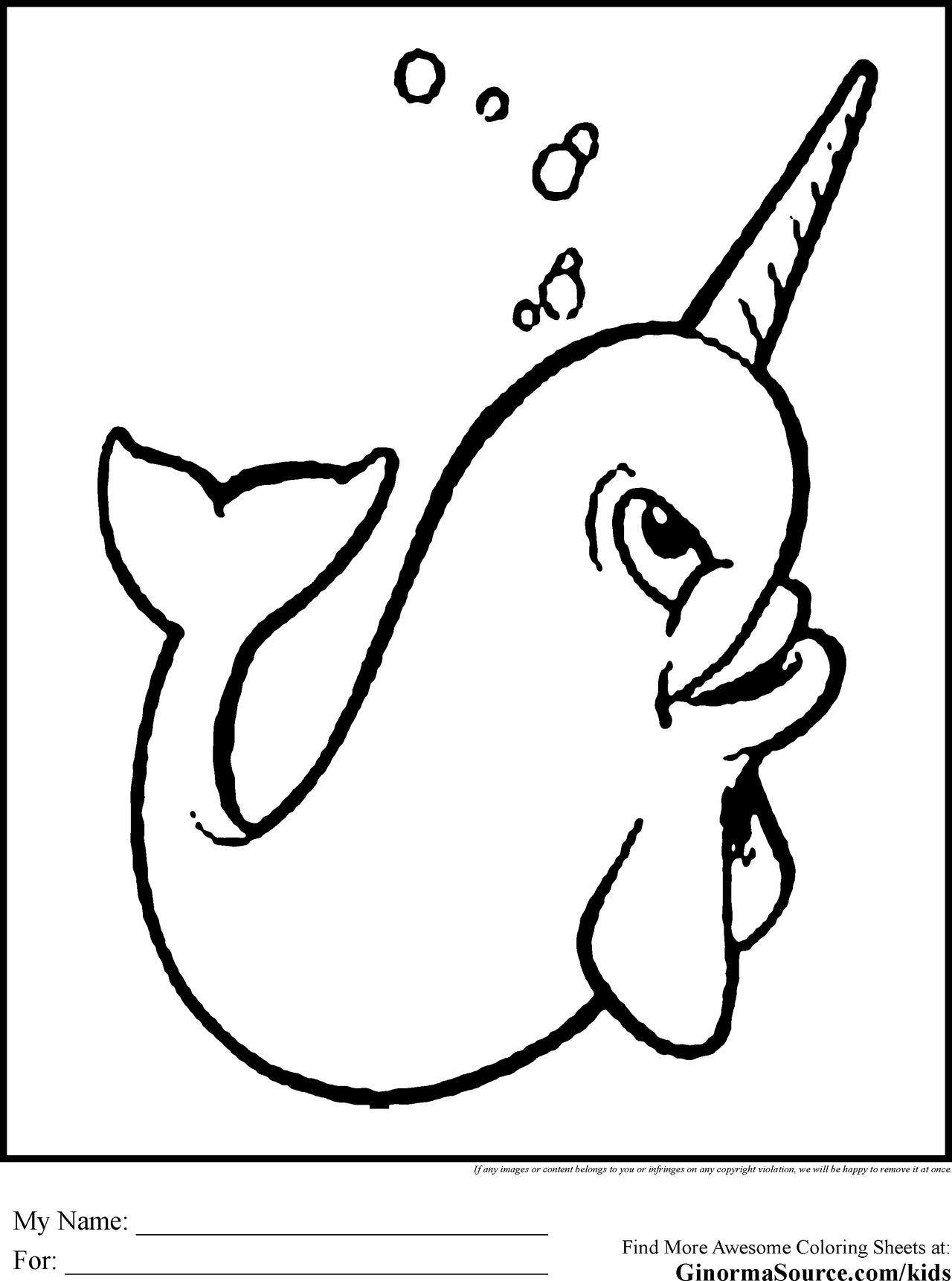 Free Happy Narwhal Coloring Pages printable