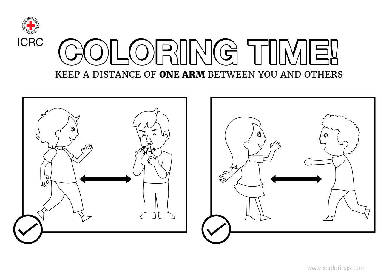 Free Keep Distance for Coronavirus Coloring Pages printable
