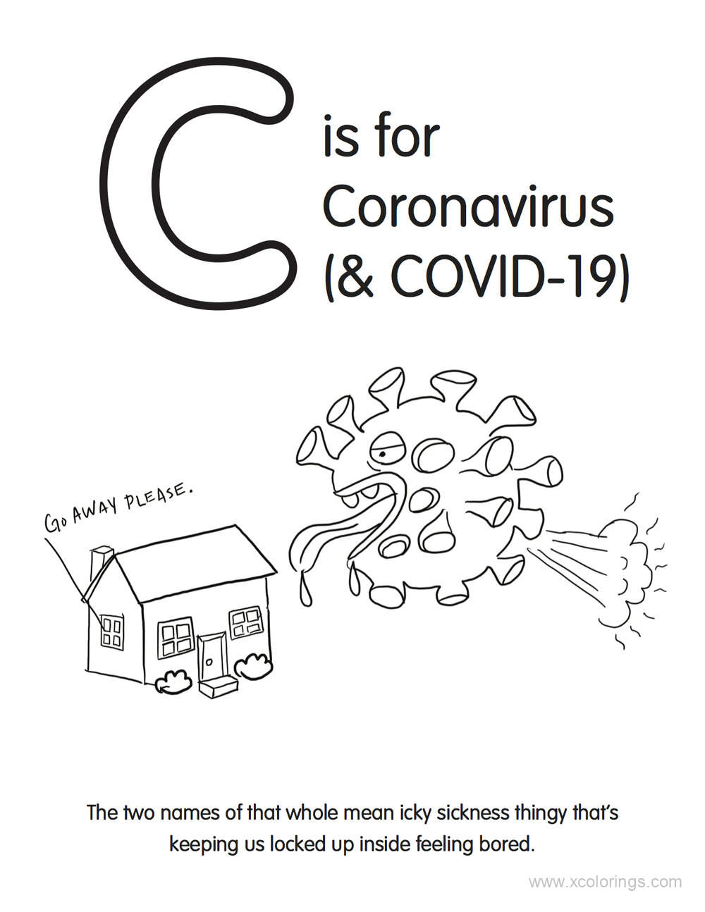 Free Letter C is forCoronavirus Coloring Pages printable