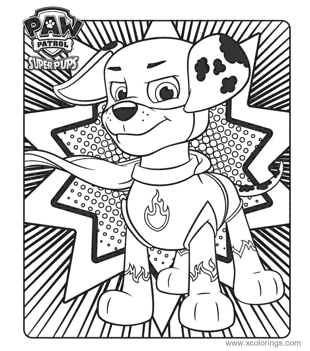 Free Marshall from Mighty Pups Coloring Pages printable