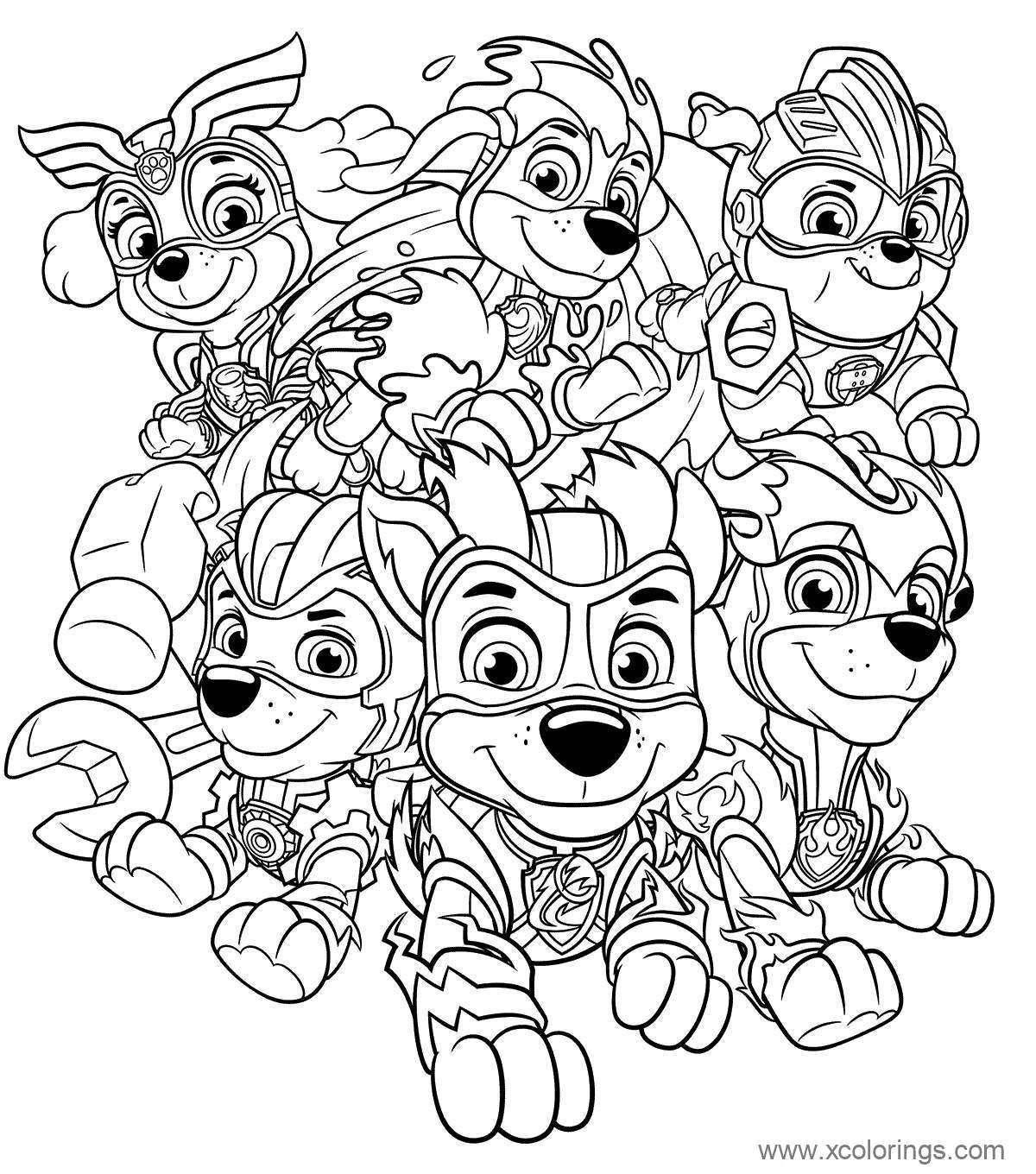 Free Mighty Pups Characters Coloring Pages printable
