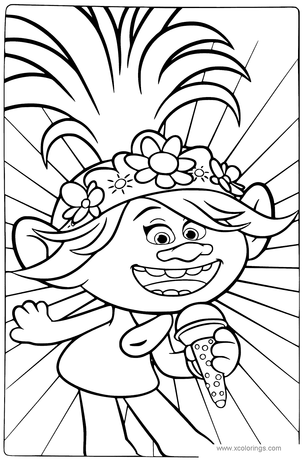 Free Poppy from Trolls World Tour Coloring Pages printable