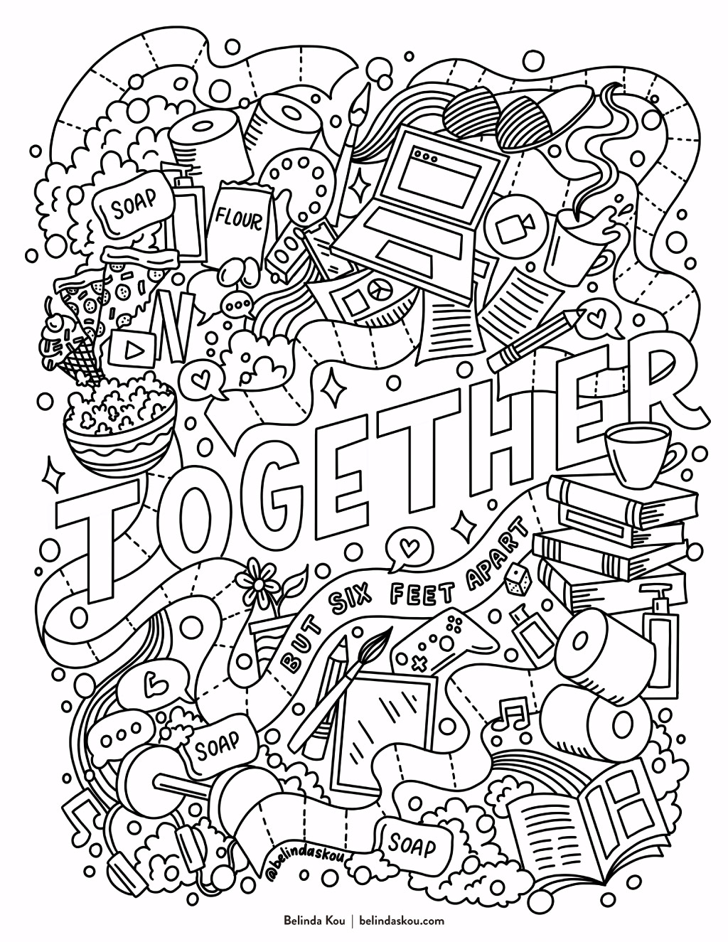 Free Quarantine Together Coloring Pages printable