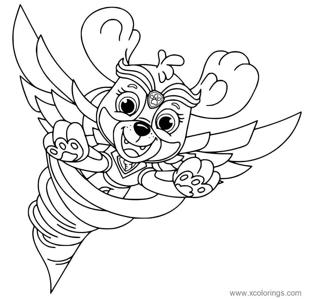 Free Skye from Paw Patrol Mighty Pups Coloring Pages printable