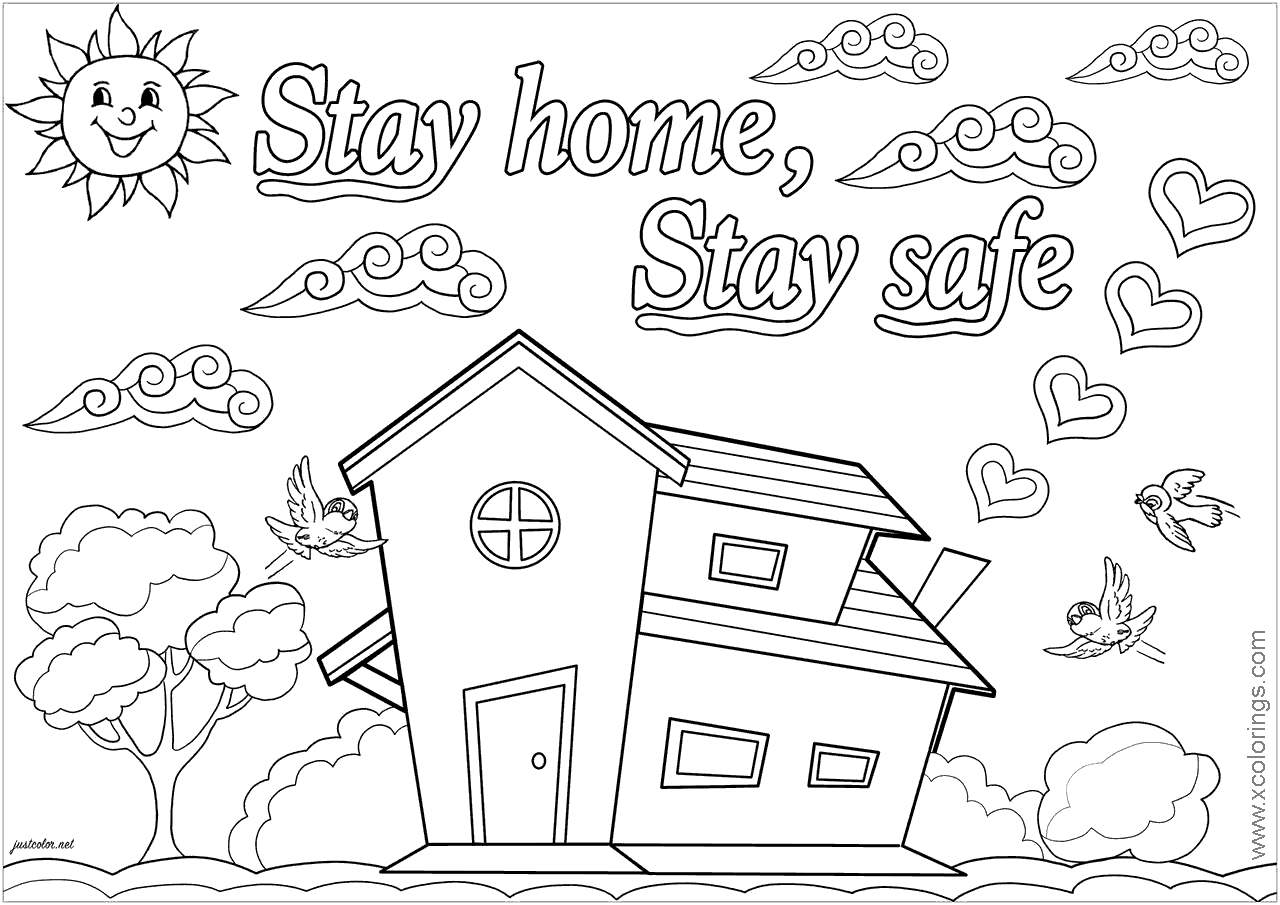 Free Stay Home for Covid-19 Coloring Pages printable