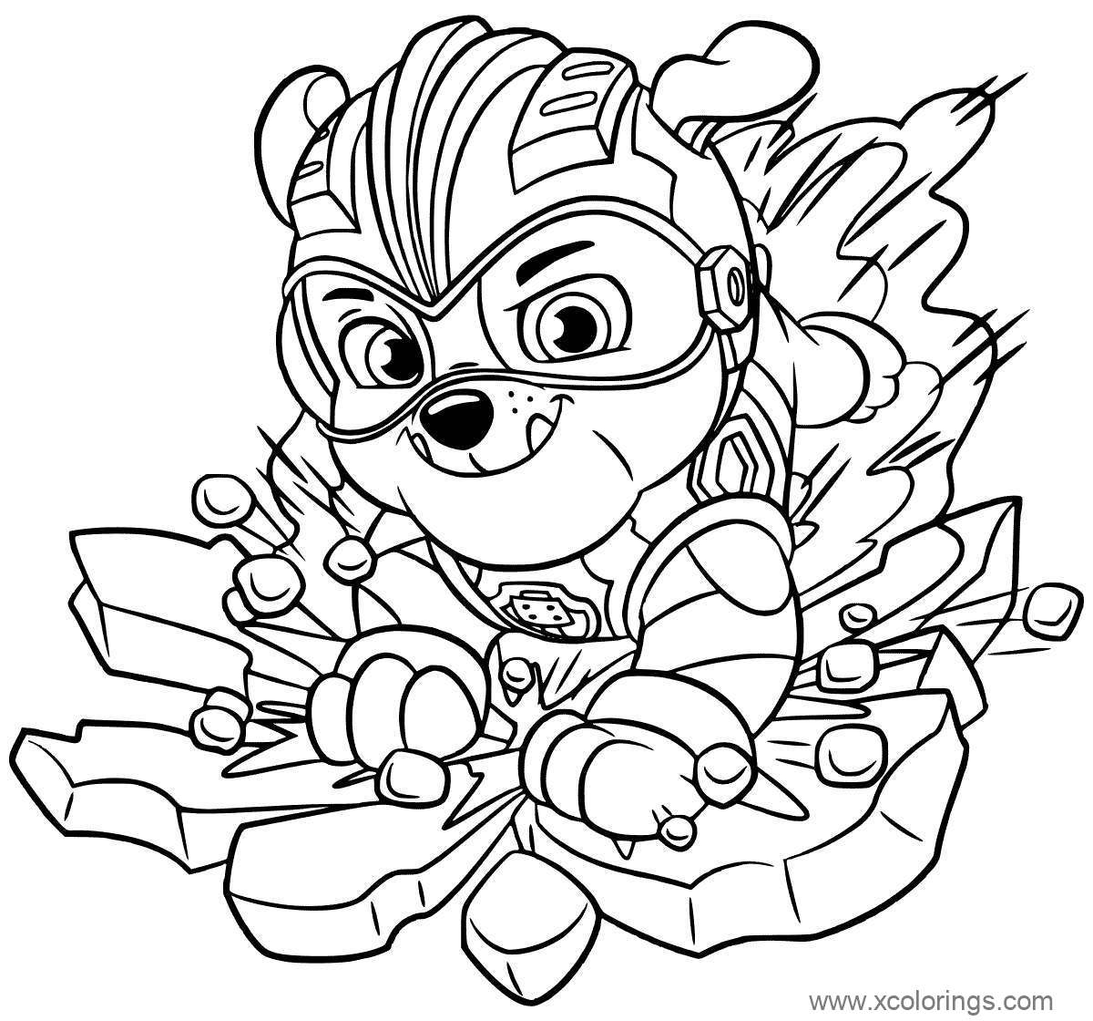 Free Super Pups Mighty Pups Rubble Coloring Pages printable