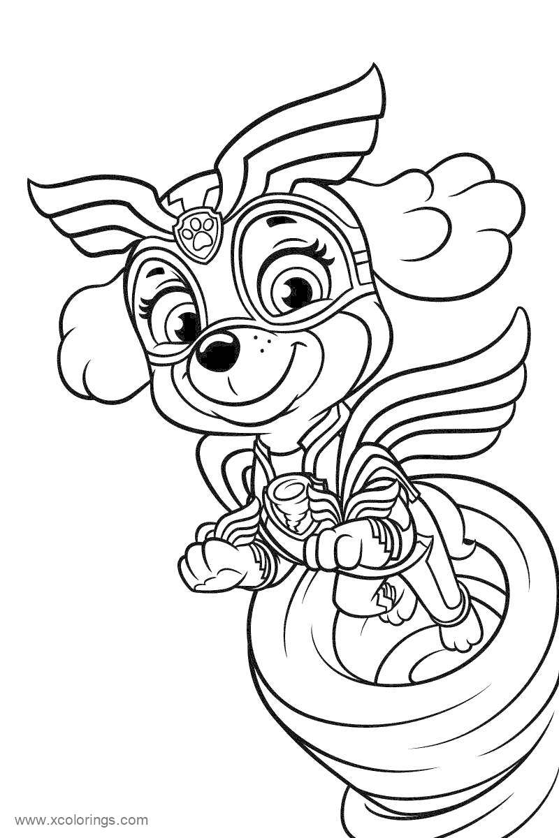 Free Super Pups Paw Patrol Mighty Pups Skye Coloring Pages printable