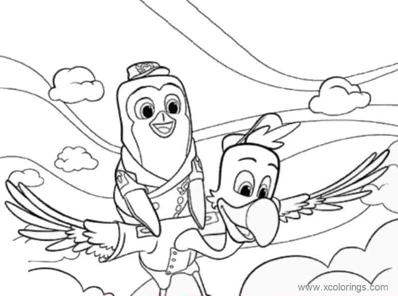 Free TOTS Coloring Pages Pip Freddy Flying printable