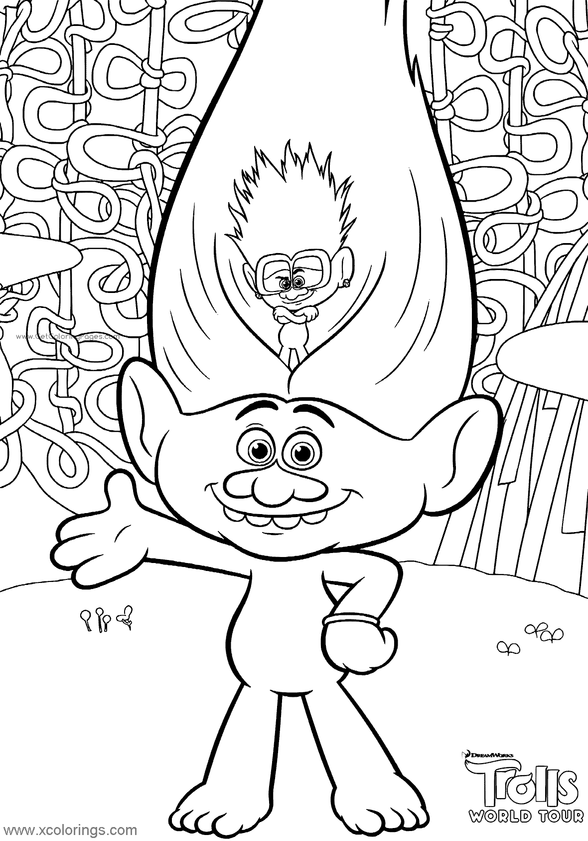 Free Trolls World Tour Coloring Pages Branch printable