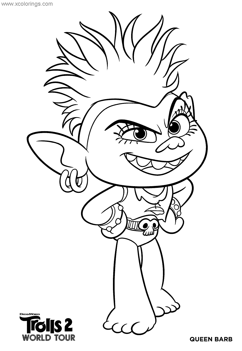Free Trolls World Tour Coloring Pages Queen Barb printable