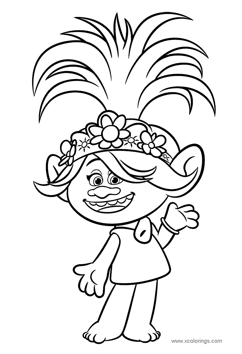 Free Trolls World Tour Coloring Pages for Kids printable
