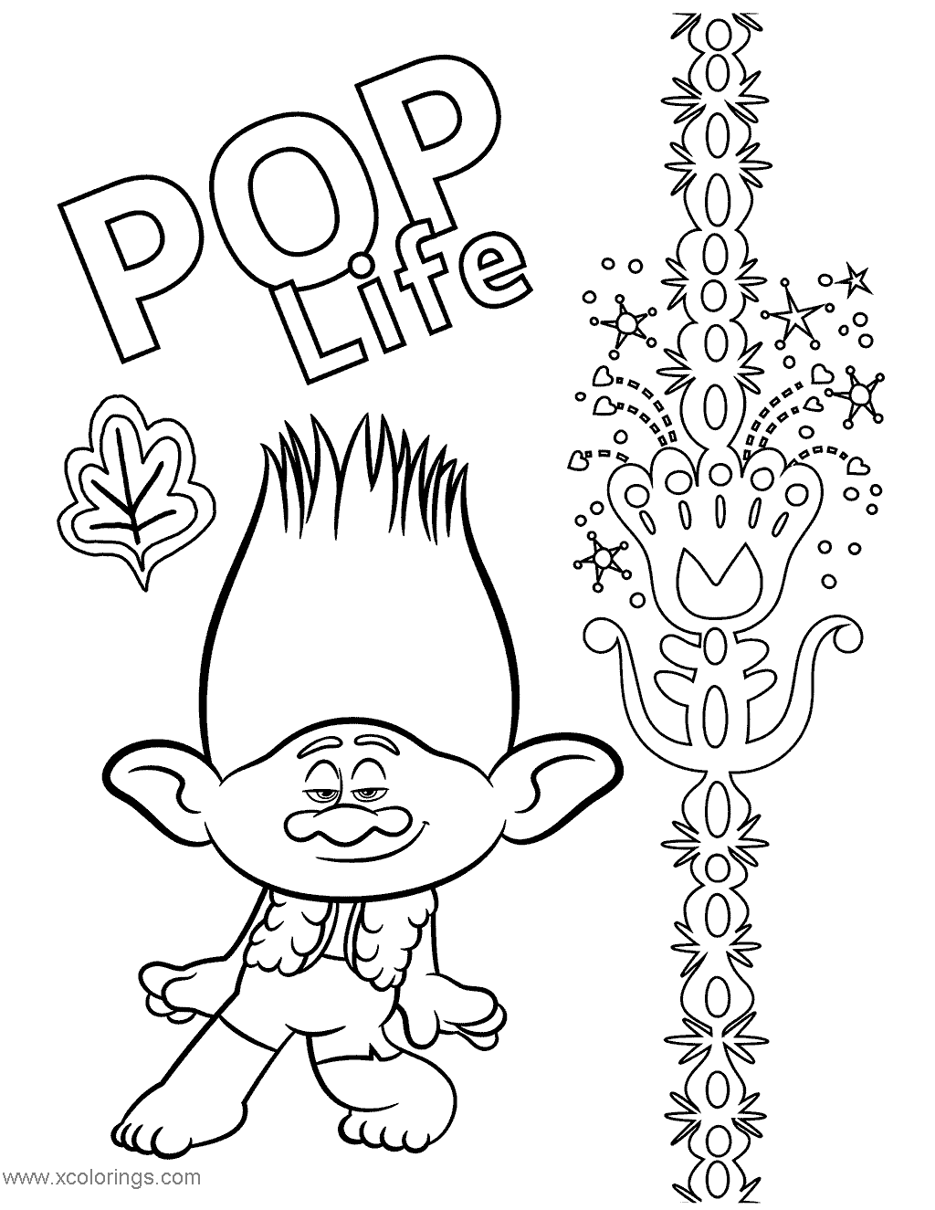 Free Trolls World Tour Pop is Life Coloring Pages printable