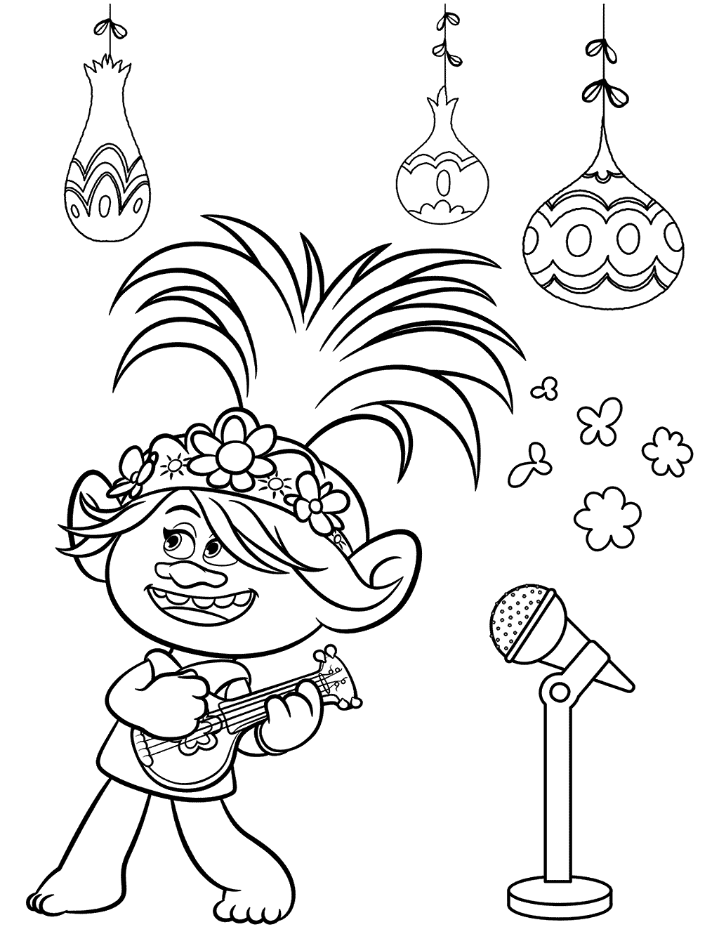 Free Trolls World Tour Poppy Coloring Pages printable