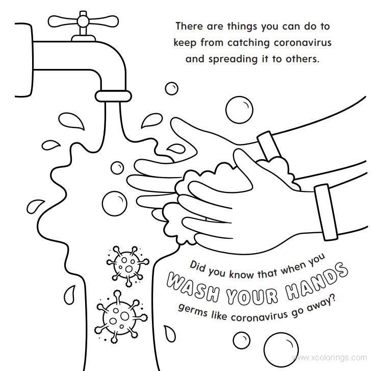 Free Wash Hands for Coronavirus Coloring Pages by St Jude printable
