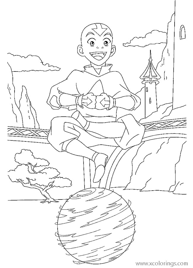 Free Aang from Avatar The Last Airbender Coloring Pages printable