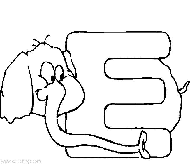 Free Animal Alphabet Letter E for Elephant Coloring Page printable