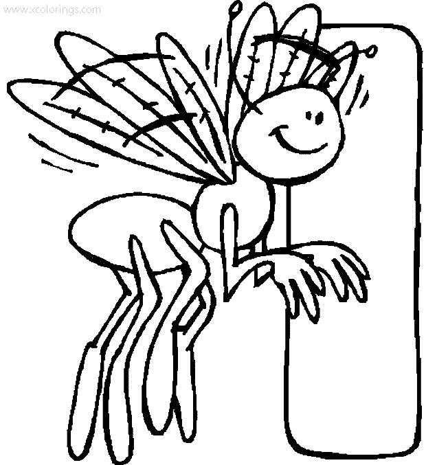 Free Animal Alphabet Letter I for Insect Coloring Page printable