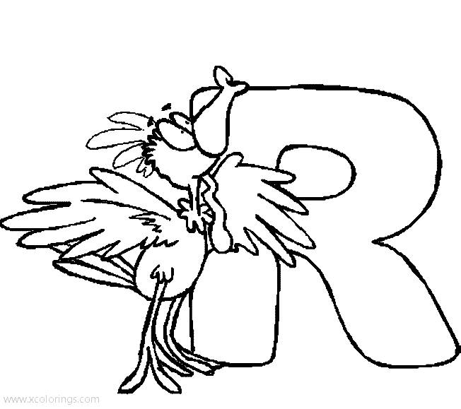 Free Animal Alphabet Letter R for Rooster Coloring Page printable