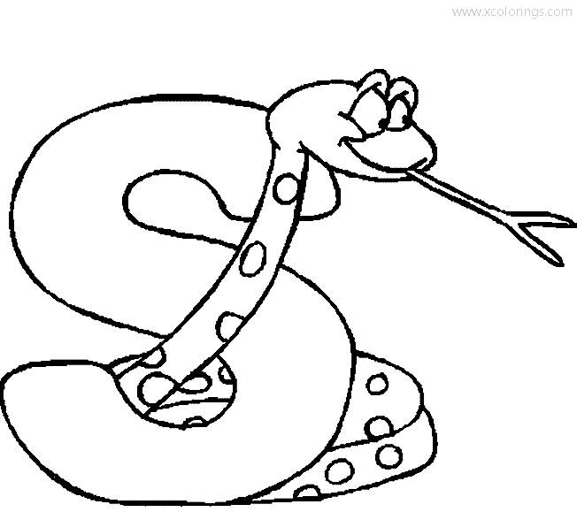 Free Animal Alphabet Letter S for Snake Coloring Page printable