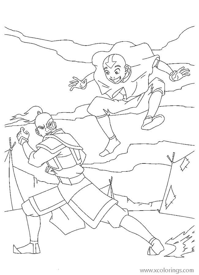 Free Avatar The Last Airbender Aang and Zuko Coloring Pages printable
