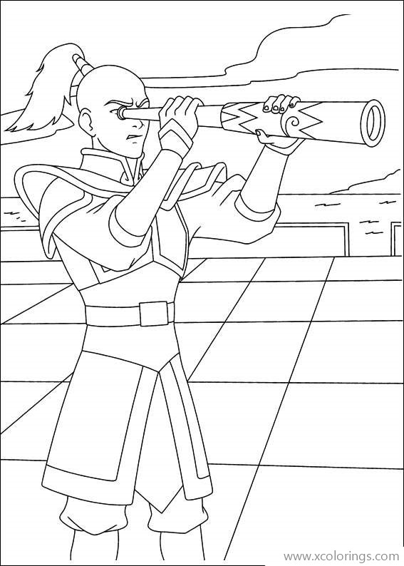 Free Avatar The Last Airbender Zuko with Telescope Coloring Pages printable