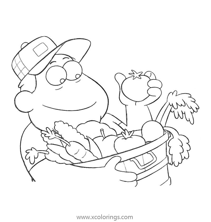 Free Big City Greens Bill with Vegetables Coloring Pages printable