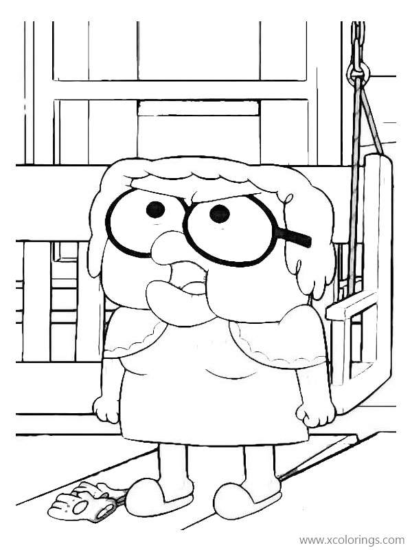 Free Big City Greens Coloring Pages Gramma in front of the Swing printable