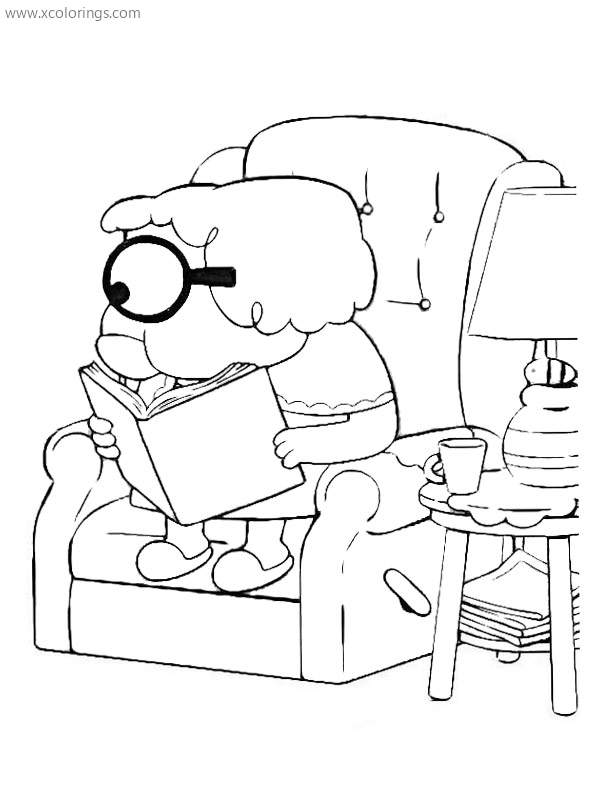 Free Big City Greens Gramma is Reading Book Coloring Pages printable