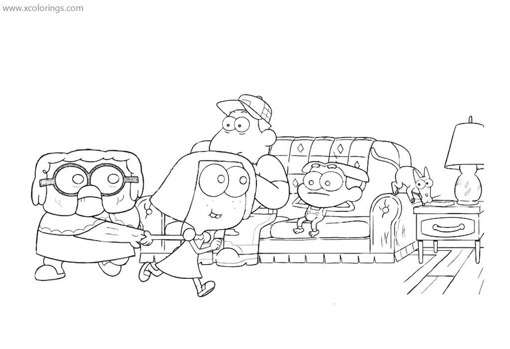 Free Big City Greens Watching TV Coloring Pages printable