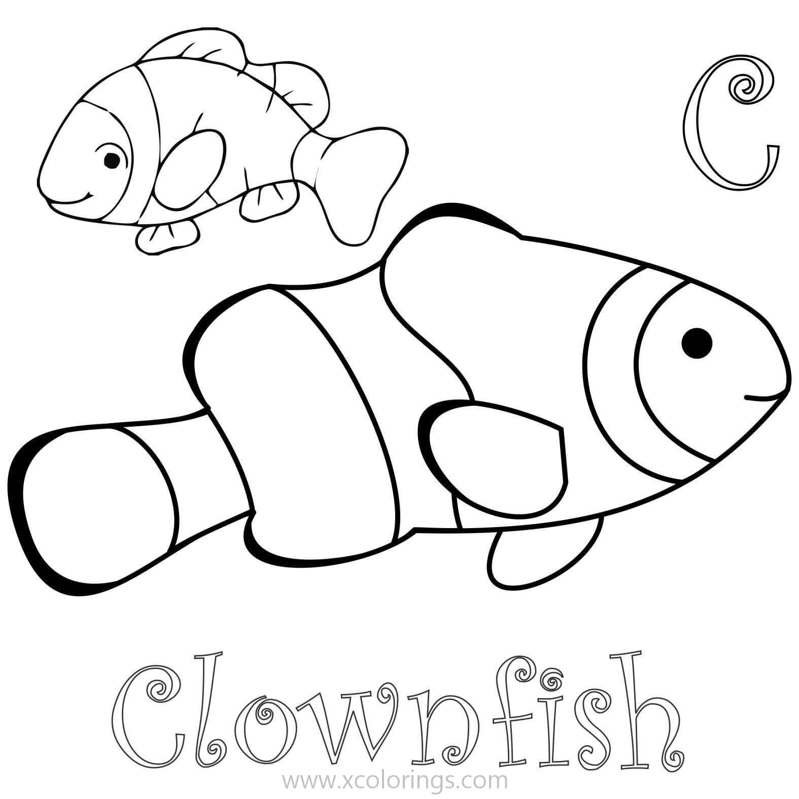 Free C is for Clownfish Coloring Pages printable