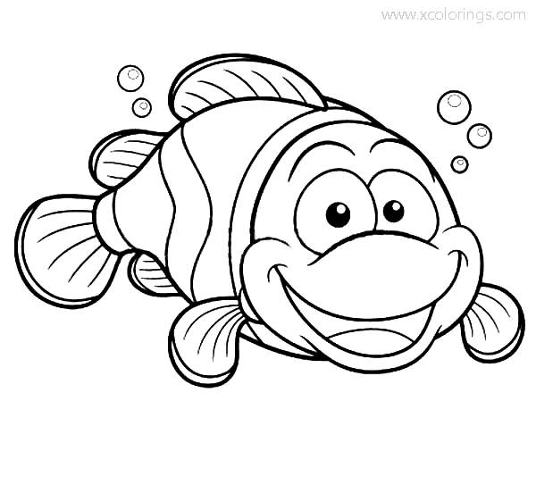 Free Clown Fish with Bubbles Coloring Pages printable