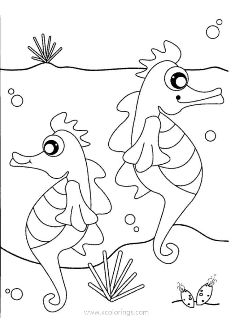 Free Cute Seahorses Coloring Pages printable