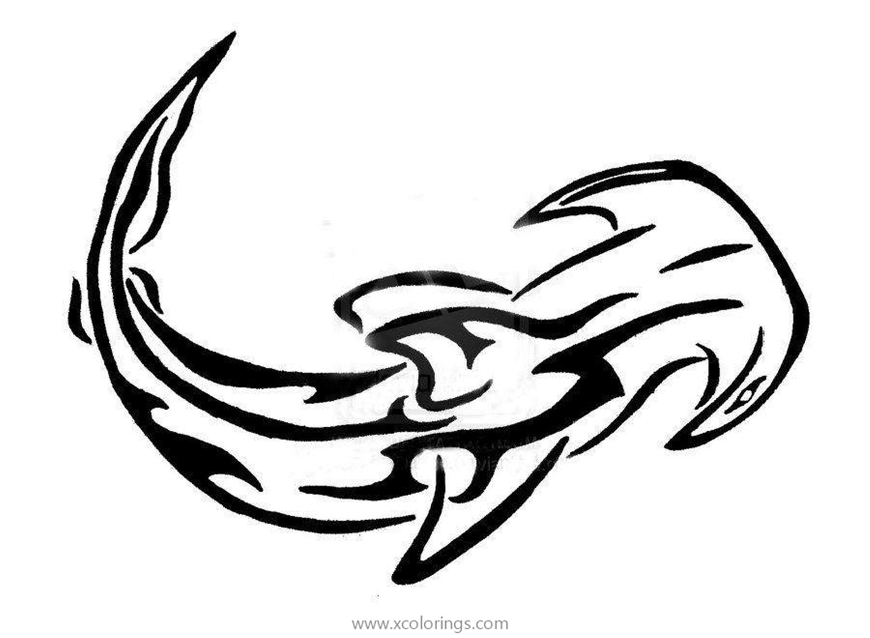 Free Hammerhead Shark Inking Coloring Pages printable