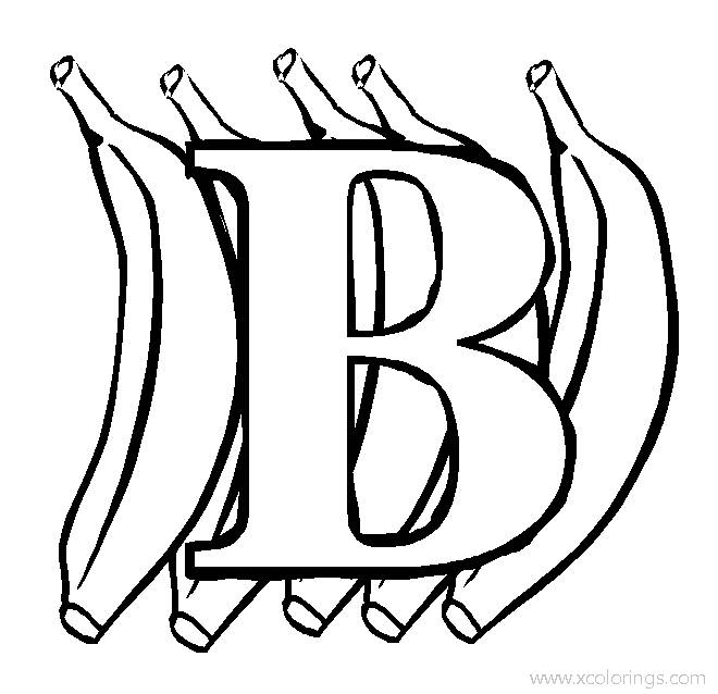 Free Letter B for Banana Coloring Page printable