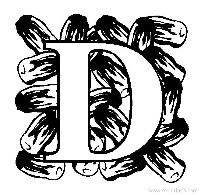 Free Letter D for Date Coloring Page printable