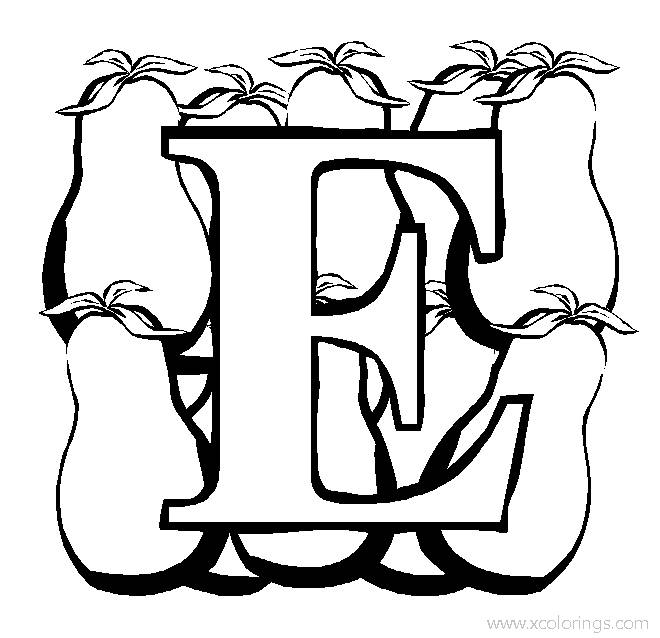 Free Letter E for Eggplant Coloring Page printable