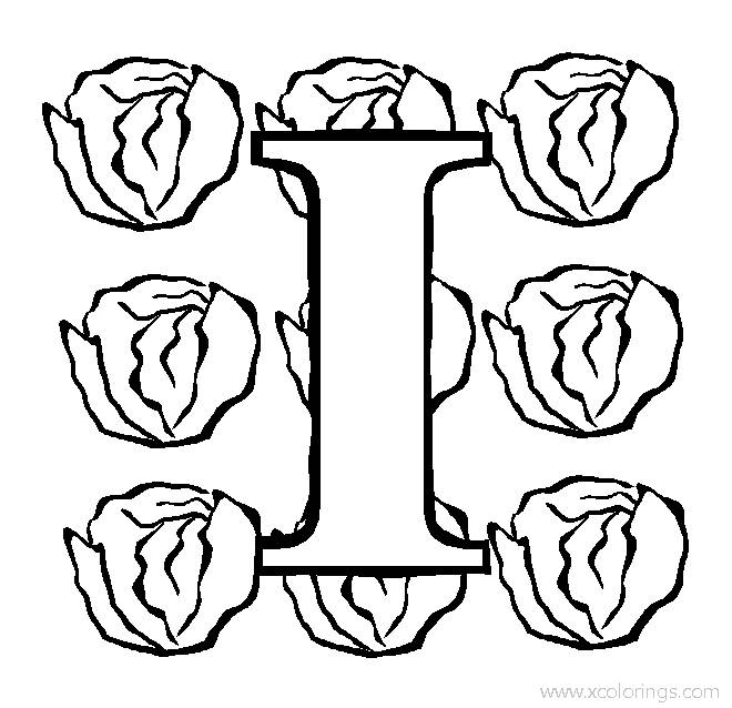 Free Letter I for Iceberg Lettuce Coloring Page printable