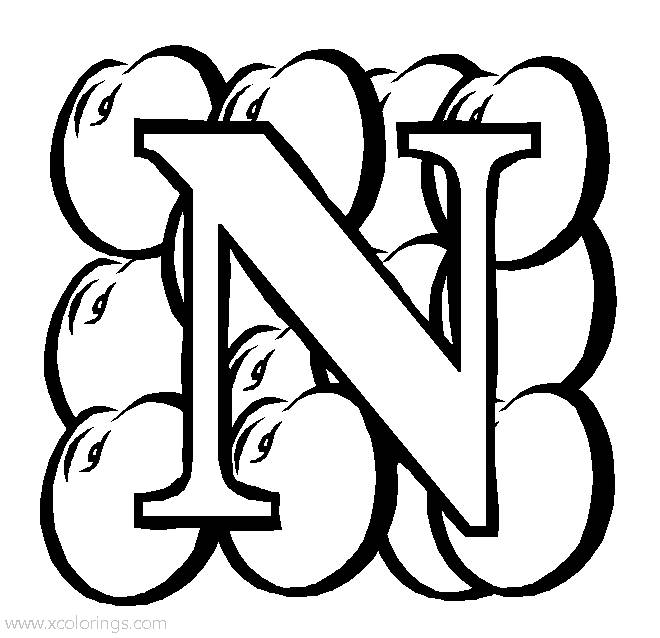 Free Letter N for Nectarine Coloring Page printable